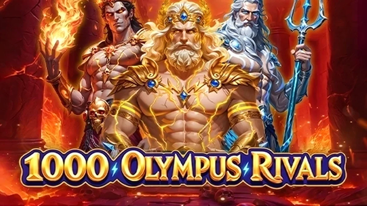 Tampilan visual slot 1000 Olympus Rivals dengan tema mitologi Yunani